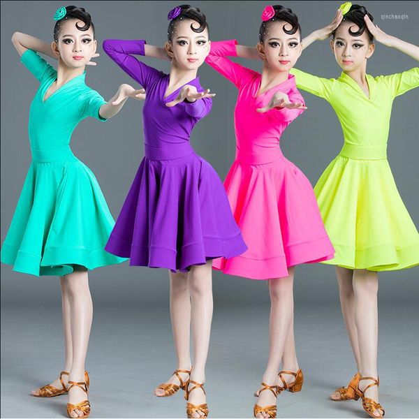 Gym Kleidung Mädchen Professionelle Latein Tanzen Kleid Kinder Salsa Dance Wear kinder Leistung Karneval Bühne Kleidung