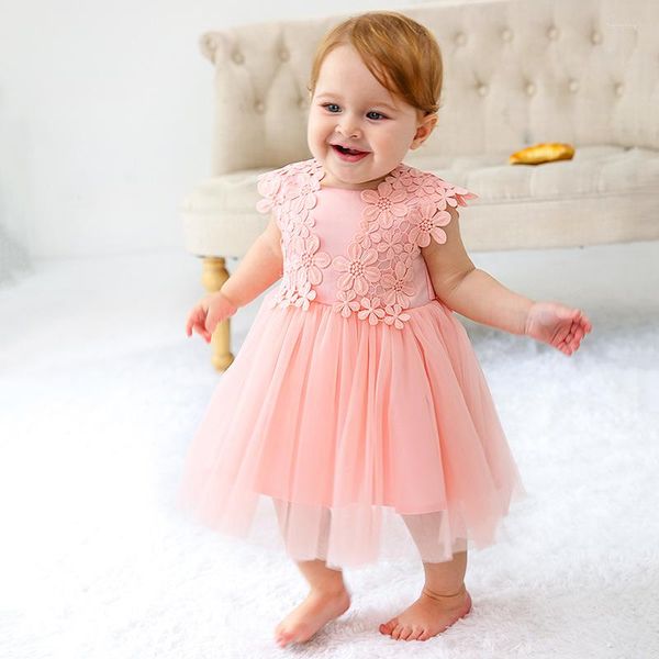 Abiti da ragazza Fiori nati Ragazze vestono Tutu Baby 1 ° compleanno Ruffle Abiti floreali Neonati Toddlers Princess Pink Outfits