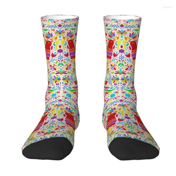 Herrensocken Kawaii Herren Mexikanisches Otomi-Vogelkleid Unisex Warm Bequem 3D-gedrucktes Tier-Blumen-Folk-Crew