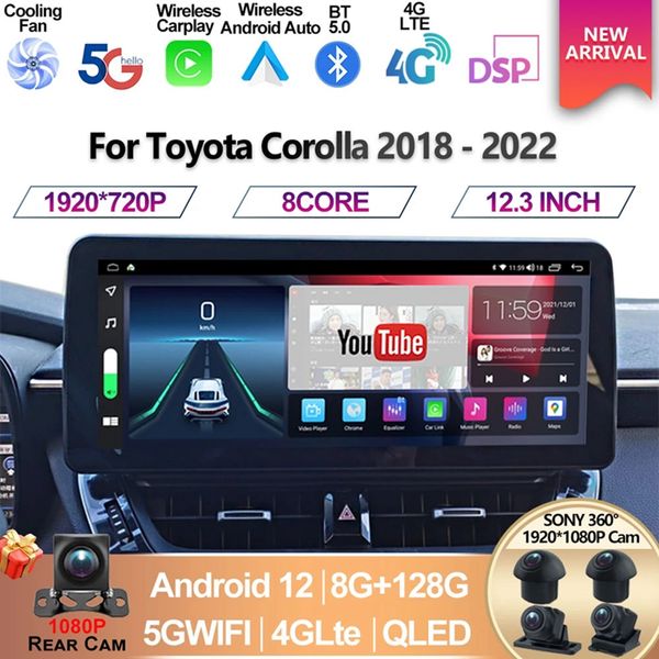 Für Toyota Corolla 2018 2021 2022 12,3 zoll Auto Multimedia Video Player GPS Navigation Radio Android 12 8 + 128G Carplay DSP Sound-4