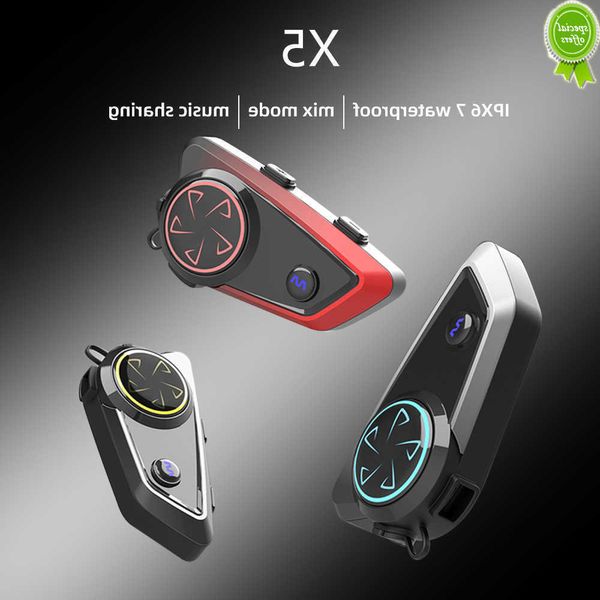 Auto Nuovo 1000 m Moto Bluetooth Citofono Casco Auricolare 1000 mAh Batteria Impermeabile Interfono Condivisione di Musica Comunicazione MP3 X5