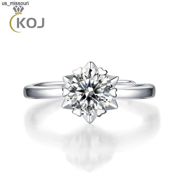 Anéis de banda KOJ 1 Moissanite Star Diamond Wedding Rings for Women Quality 925 Sterling Silver Silver Ajusta Jóias de casamento J230522