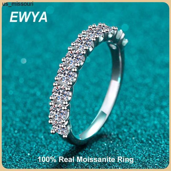 Кольца группы Ewya Luxury Designer Real 1ct Moissanite Diamond Ring For Women 100 S925 Серебряные кольца стерлингов обручальный колец