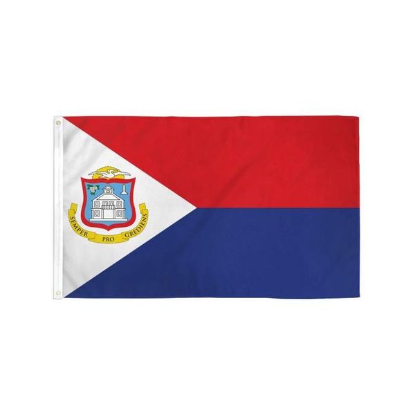 Banner-Flaggen, individuell, 90 x 150 cm, niederländische Flagge von St. Martin, digital bedrucktes Polyester, doppelt genähte Banner, Werbung, Drop-Lieferung nach Hause Dhnkq