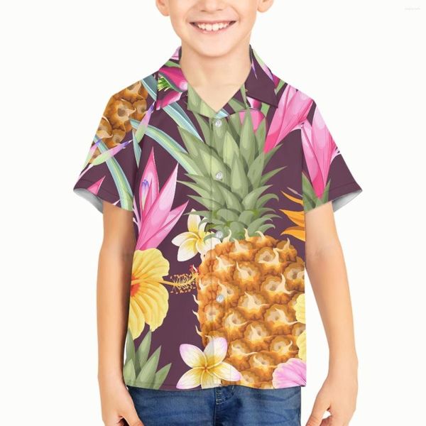 Camicie casual da uomo Modello di frutta Bambini Ragazzi Estate Camicia hawaiana 3D Cartoon Beach Abbigliamento divertente oversize Moda manica corta