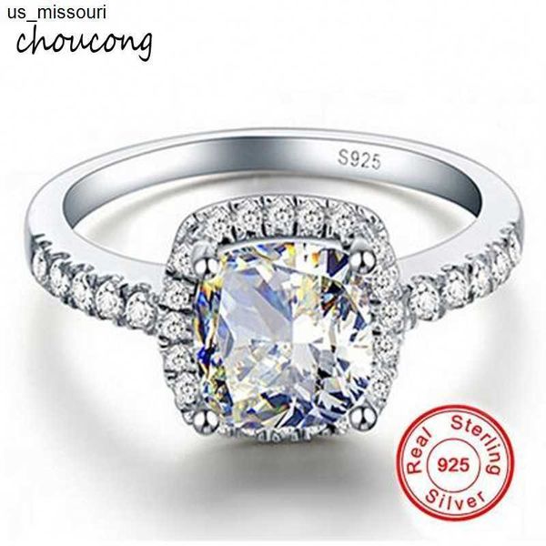 Бэнд кольца повышение! Galaxy 925 Серебряное кольцо стерлингового кольца роскошь 4 Cz Diamond Crystal Урушительные кольца для женщин размером 5 6 7 8 9 10 11 12 J230522
