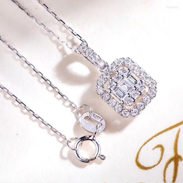 Catene AEAW 0,318 carati oro bianco 18 carati collana di diamanti reali naturali Top Class Lady Fashion pendente con taglio a cuscino per le donne