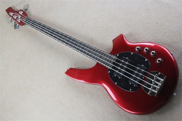 Custom Shop Bongo 4 String Music Man Basso elettrico Red Musicman Ernie Ball Sting Ray 9V Batteria Pickup attivi Tastiera in palissandro