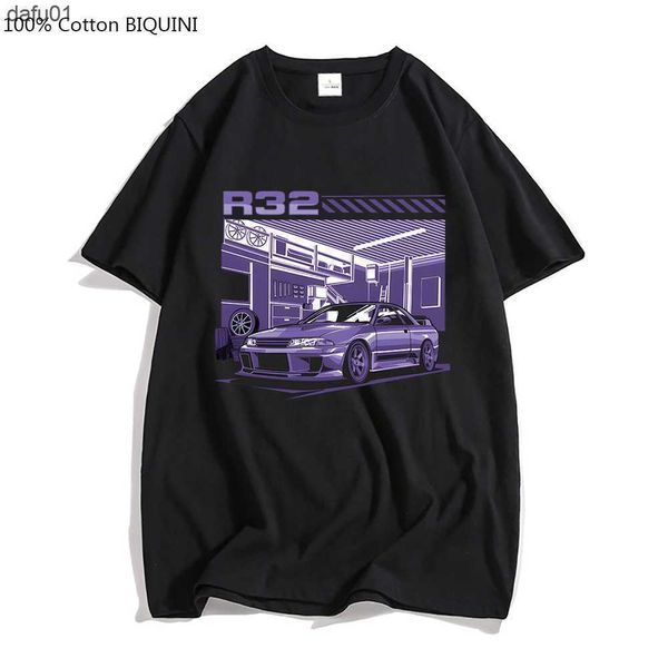 T-shirt da uomo Initial D R32 Purple Drift Car T Shirt Uomo Summer Short Sleeve Tee T-shirt Hip Hop per uomo Harajuku Top Funny Streetwear Cotton L230520 L230520