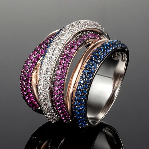 Ringe Zlxgirl Schmuck Luxusmarke bunt pflastern Zirkonia Kupfer Ehering Schmuck Damen und Herren beste Paar Anel Ringe