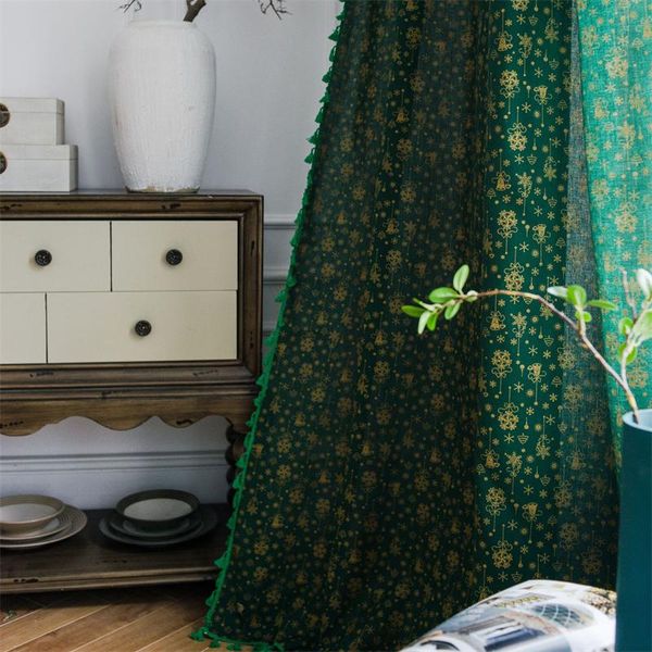 Perde Drapes Noel Yarı Striping Perdeler Oturma Odası Yatak Odası Yeşil Rüzgar Çamları Pencere Mutfak Drapery Paneller Özel