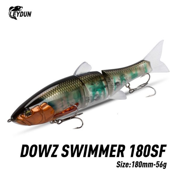 Ami da pesca LEYDUN DOWZ SWIMMER 180SF 2oz Esche galleggianti lente Corpo a tripla articolazione Glide Swimbaits Esche dure Wobblers per Bass Pike 230520