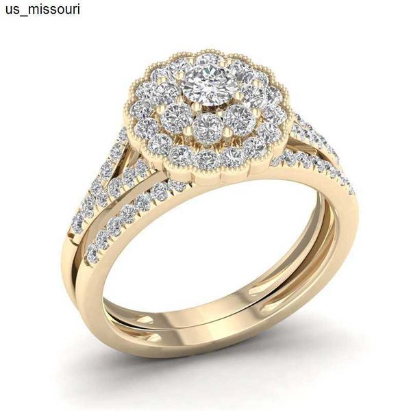 Anelli a fascia 14K Gold Simulation Diamond Ring 1carat Mystic Engagement Bizuteria Anillos De Gemstone per le donne Diamante Fashion Diamond Rings J230522