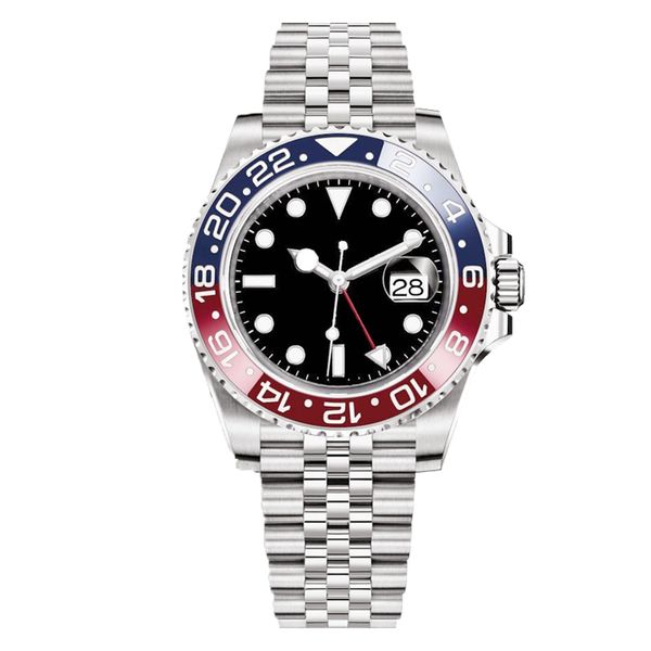 relógio de luxo Mens Pepsi GMT relógios de relógio mecânico automático Banda de aço inoxidável dobrável fivela esportes casual safira de vidro relógio de pulso Dhgates à prova d'água