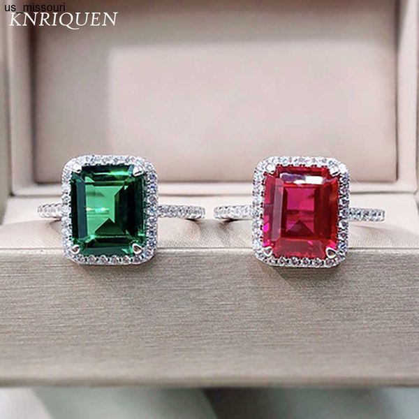 Anéis de banda vintage 100 sólidos 925 prata esterlina 810mm Emerald Ruby Gemstone Wedding Party Rings for Women Lab