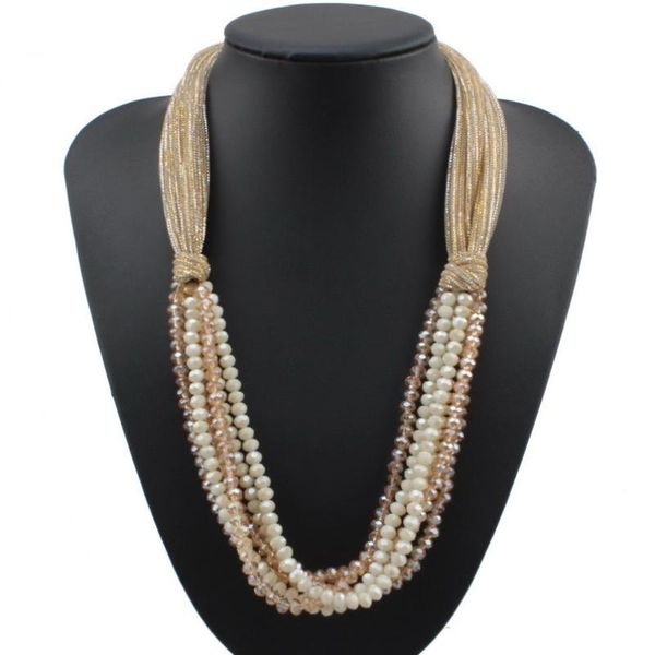Подвесные ожерелья Florosy Fashion Chunky Bead Chain Chain Crystal Crystal Collecle для женщин ручной работы вручную ювелирные изделия