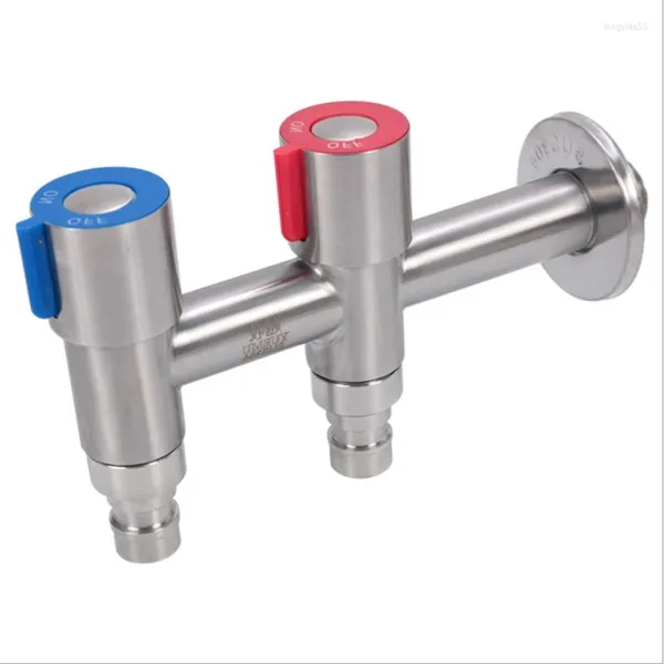 Torneiras de cozinha G1/2 304 Aço inoxidável Double Outlet Torneira Máquina de lavar piscina de esfregaço de torneira fria montada na parede