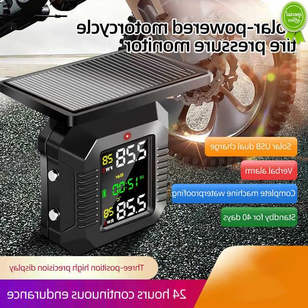 Auto Neue Solar Digitale Motorräder TPMS Drahtlose Hochpräzise Reifendruck Überwachung System LCD Display USB Power Externe Sensor