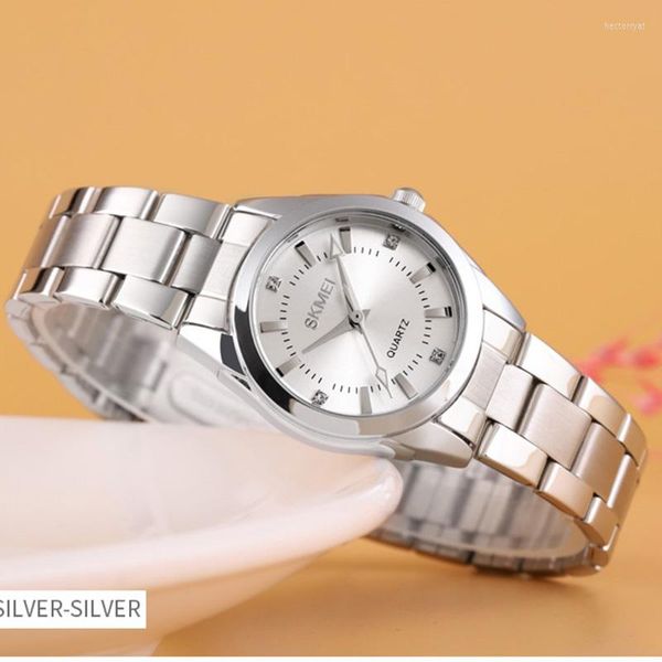 Armbanduhren SKMEI Uhren für Frauen Luxus Mode Edelstahl Damen Wasserdichte Quarz Armbanduhr Mädchen Uhr Weibliche Relogio feminino