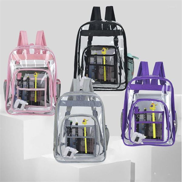 Rucksack-Tasche, transparent, PVC, transparent, Schultaschen für Jungen und Mädchen, lässiger Buch-Reiserucksack