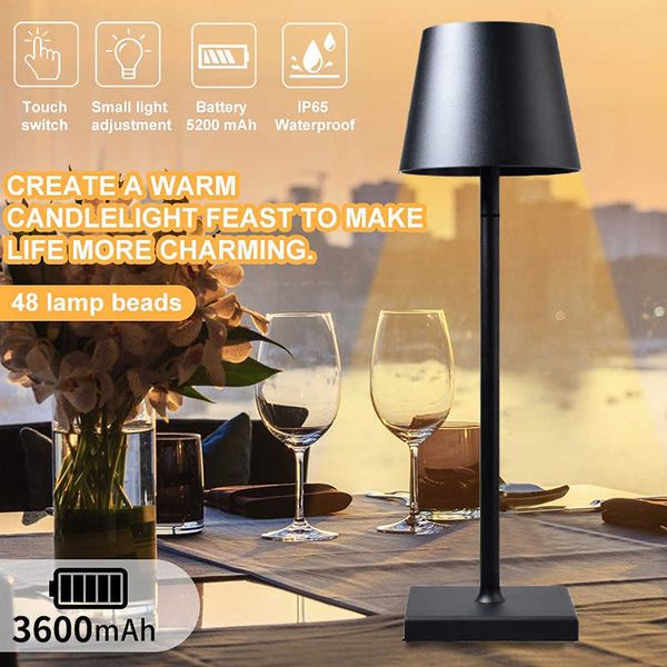 Lampade da tavolo Lampada da tavolo a LED portatile USB Protezione degli occhi Luce notturna Touch Dimming Lampada da scrivania in metallo per coppia cena/caffè/ristorante/camera da letto G230522