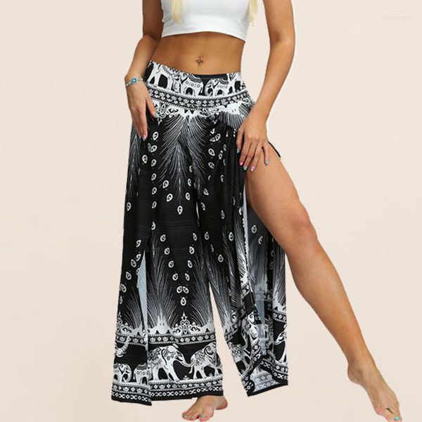 Pantaloni da donna Elefante Stampato Harem Fessura Gamba larga Yoga Palazzo Out Casual Beach Boho Hippie For Women Bloomers Bottoms