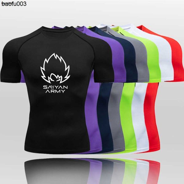 Erkek Tişörtler Goku T Shirt Erkekler Yaz Spor Salonu Fitness Üstleri Rashguard Jiu Jitsu Sıkıştırma Gömlek Pantolon Kuru Fit Koşu Eğitim Tişörtleri Herren J230522