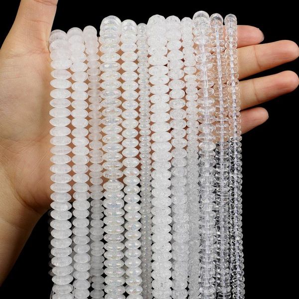 Perline Altre dimensioni del taglio di pietra naturale trasparente bianco accatastato per gioielli che rendono il braccialetto fai-da-te a cucine