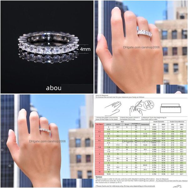 Fedi nuziali Sier Women Ring Vintage Fashion Jewelry Cz Diamond Engagement Gift Con Box Drop Delivery Dht4B