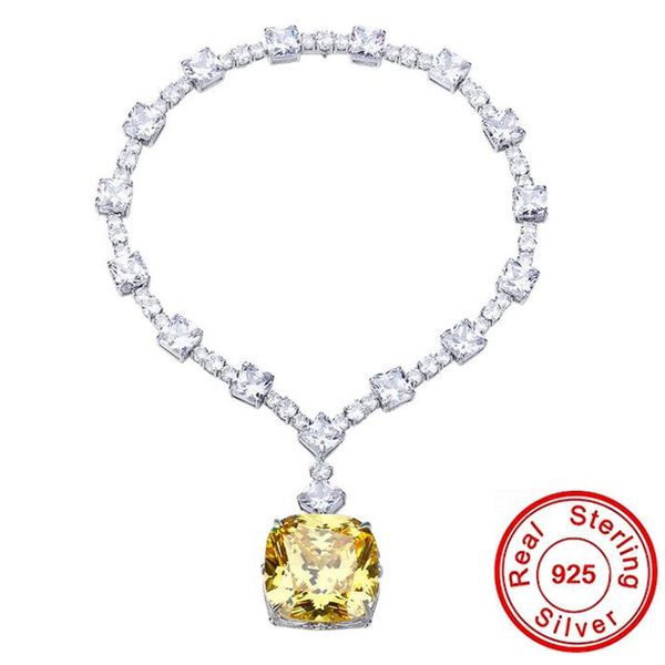 Büyük 25ct Topaz Elmas Kolye% 100 Gerçek 925 STERLING Silver Party Düğün kolyeleri kadınlar için kolye moissanite mücevher hediyesi