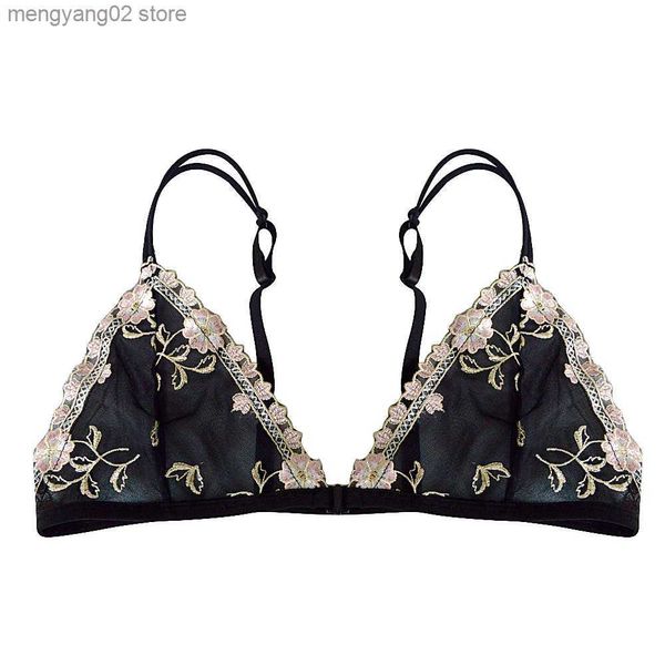 Reggiseni YANDW Reggiseno a triangolo in pizzo per donna Sexy Lingerie Chiusura frontale Bralette Floreale Sottile Taglie forti A B C D 32 34 36 38 40 42 44 T230522