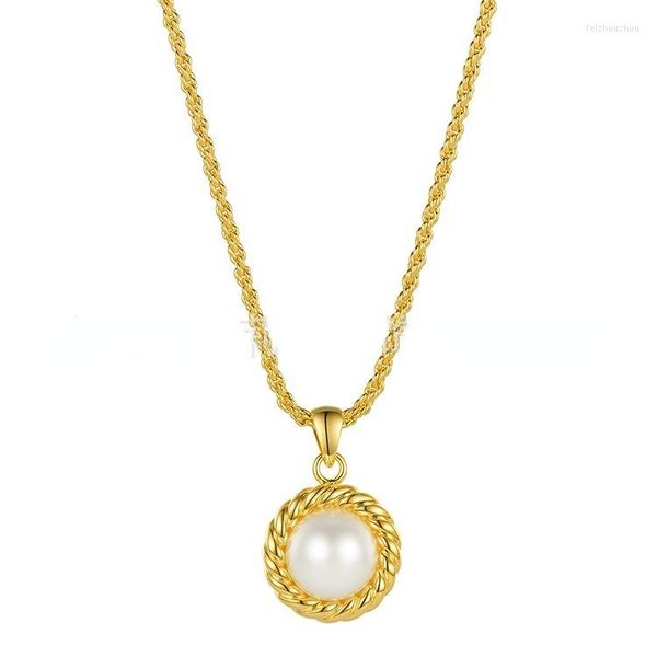 Ketten 18 Karat vergoldetes Messing Europa und die Vereinigten Staaten Persönlichkeit Metall Twist Perlenkette Mode Vielseitig Ins Wind