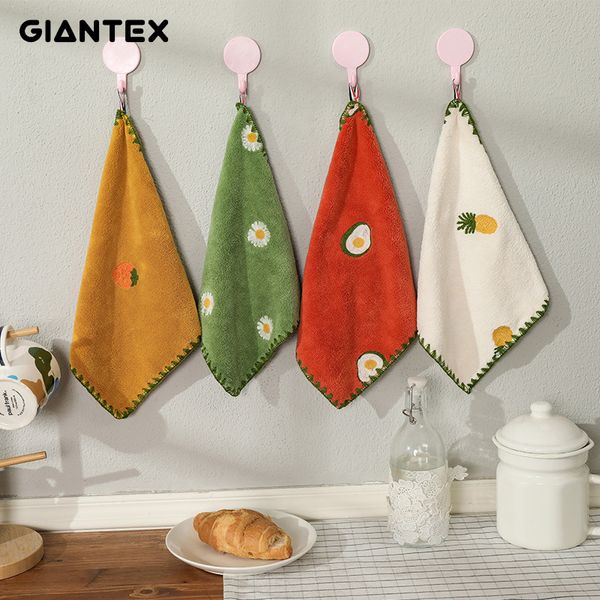 GIANTEX Cartoon-Stickerei, superweiches, saugfähiges Handtuch zum Aufhängen, Badezimmer- und Küchentuch, schnell trocknend, 30 x 30 cm, U2950