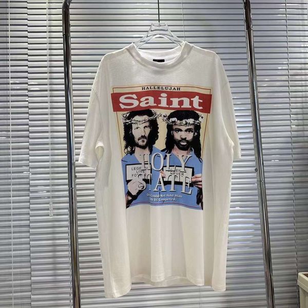 Mens Summer Streetwear Tee Vintage Лучшее качество графическая печать негабаритная футболка Saint Loase Tops для мужчин Женщины с коротким рукавом хлопковой порт