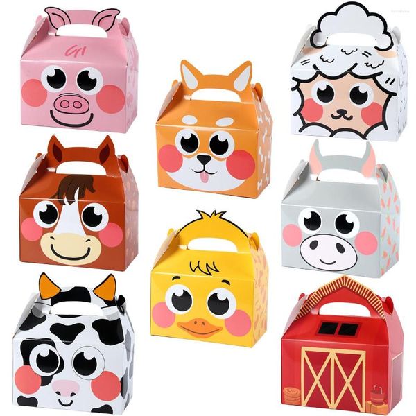 Embrulho de presente 8pcs Jungle Safari Animals Candy Box Farm Zoo Wild One Packaging Birthday Kids Charfocom