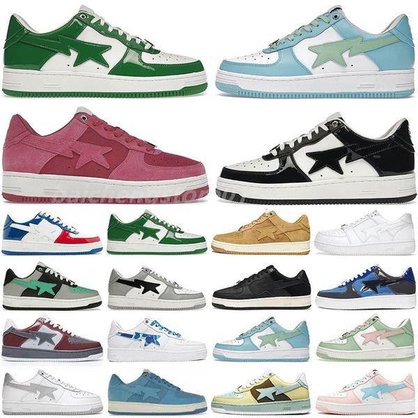 Nigo Freizeitschuhe Badende Affen Low Comics Gelb Rot Blau Schwarz Grün Lackleder Royal Bordeaux Grau Braun Mint Teal Wildleder Orange Pink Männer Frauen Designer B4