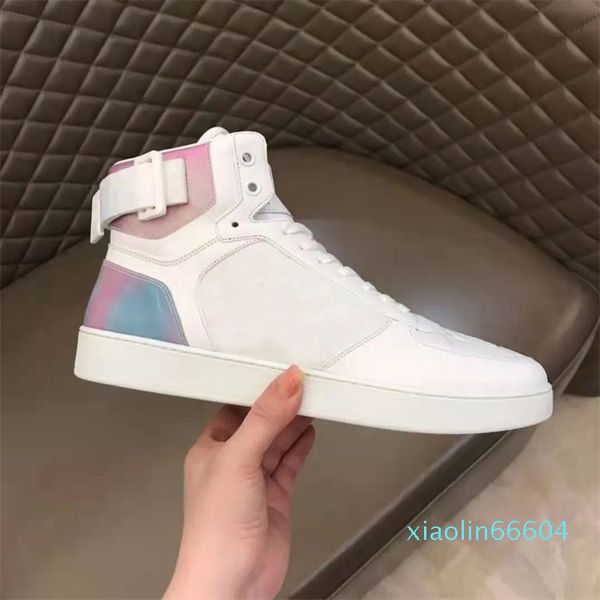 pelle di vitello Scarpe firmate sneakers Scarpe casual stivali Uomo donna high top running Scarpe da ginnastica arcobaleno Rivoli di lusso per scarpe da ginnastica vintage con motivi floreali