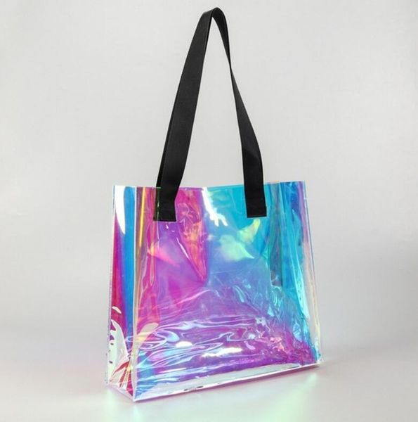 Вечеринка благосклонна модная сумка прозрачная голографическая сумочка для работы красоты Большой размер и прочная ручка