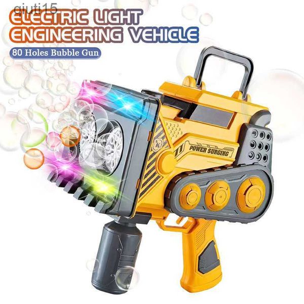 Gun Toys 80 Löcher Seifenblasenmaschine Technik Auto Automatische Seifenblasenpistole Bunte Lichter Seifenblasenhersteller Gebläse Blasen Spielzeug für Kinder T230522