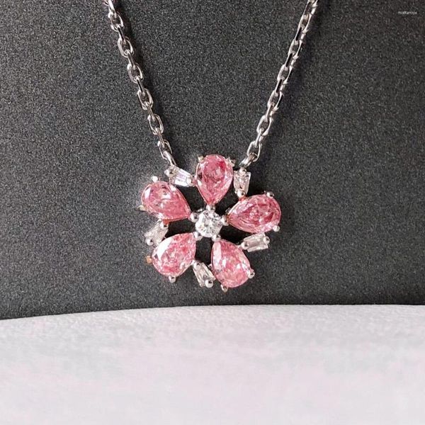 Correntes jóias finas sólidas de ouro 18k Natureza 0,529ct Diamantes rosa Pingents Colares for Women Birthday's Presents