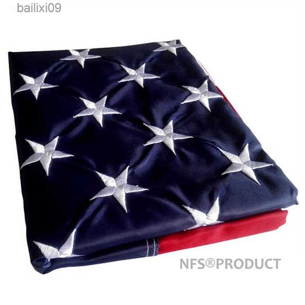 Decoração de festa bandeira dos EUA ao ar livre USa US 3x5 pés de nylon à prova d'água Estrelas bordadas de listras costuradas ilhós bandeiras e faixas americanas T230522