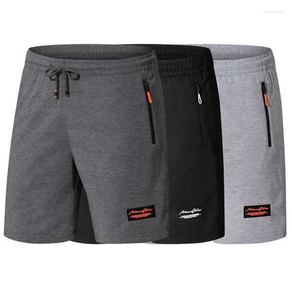 Shorts masculinos de verão algodão casual moda moda calça curta bolsos laterais zip Outdoor correndo solto