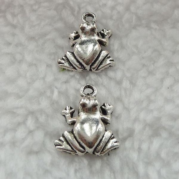 Charms 240 peças Antique sapos de prata 17x14mm #335