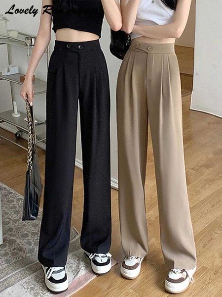 Jeans femininos elegantes Office Lady Pants 2023 Verão Caustra Alta Colo