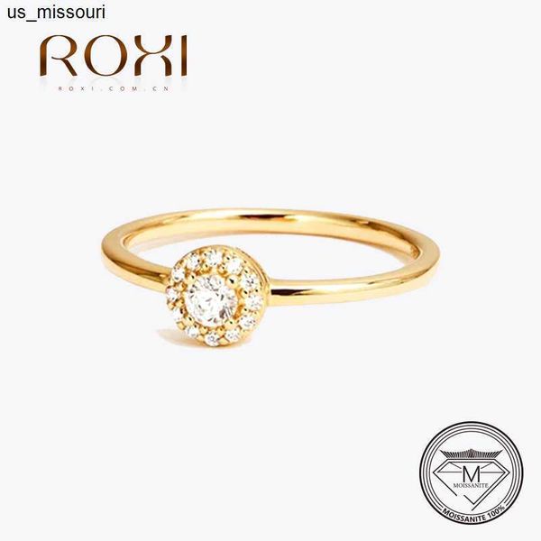 Anéis de banda Roxi Moissanite Rings 01CT Brilliant Diamond Halo de noivado Halo Anéis para mulheres Meninas Prometem Jóias de Prata Sterling 2023 J230522