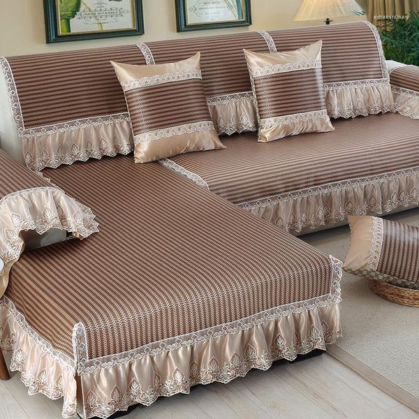 Camas de cadeira Sofá moderno simples tapetes europeus de seda de seda europeia conjuntos de skid de bambu