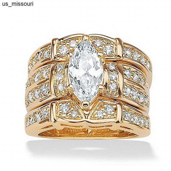 Полоса Rings Vintage 14K Gold Marquise Cut Lab Diamond Ring Sets Обручальные обручальные кольца для женских ювелирных украшений для свадебного шарма J230522