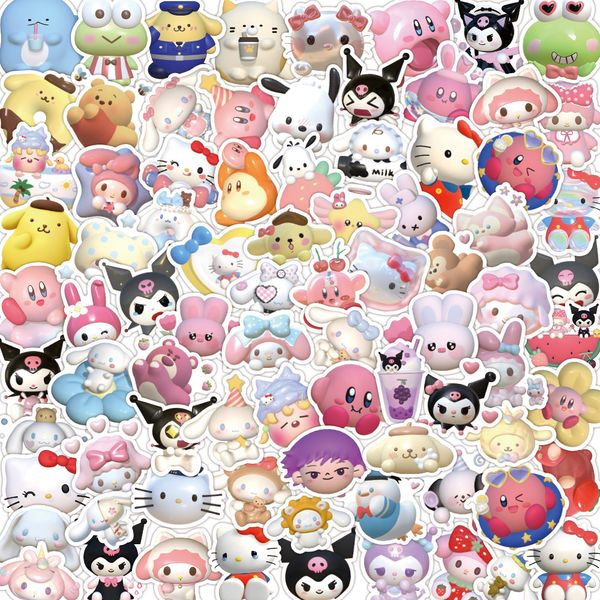 60pcs pacote japonês adesivos de animação em quadrinhos desenho animado 3d kulomi kirby adesivo de anime de grafite de graffiti de grafite de grafite