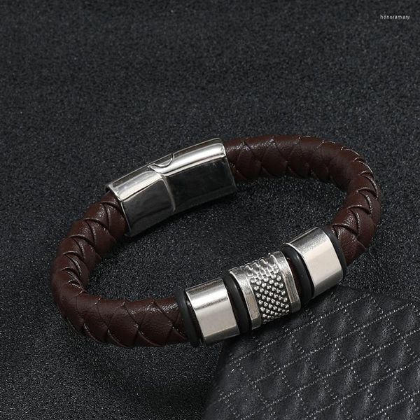 Bracelets de charme Punk Leather Bracelet Men Vintage Festival Acessórios Presente para ele Removável Pulseira Magentic Hiphop Jóias Pulsera Homme