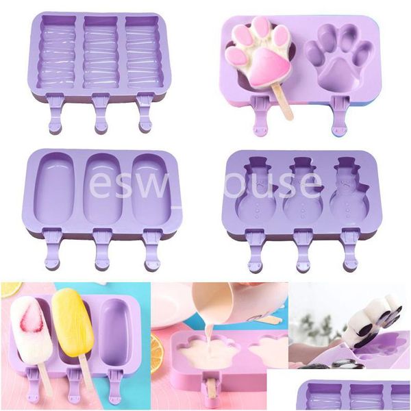 Backformen Sile Popsicle Mod Summer Home Diy Ice Cream Pop Maker Mods Snowman Rabbit Shaped Drop Delivery Garden Kitchen Dining B Dh3Ws